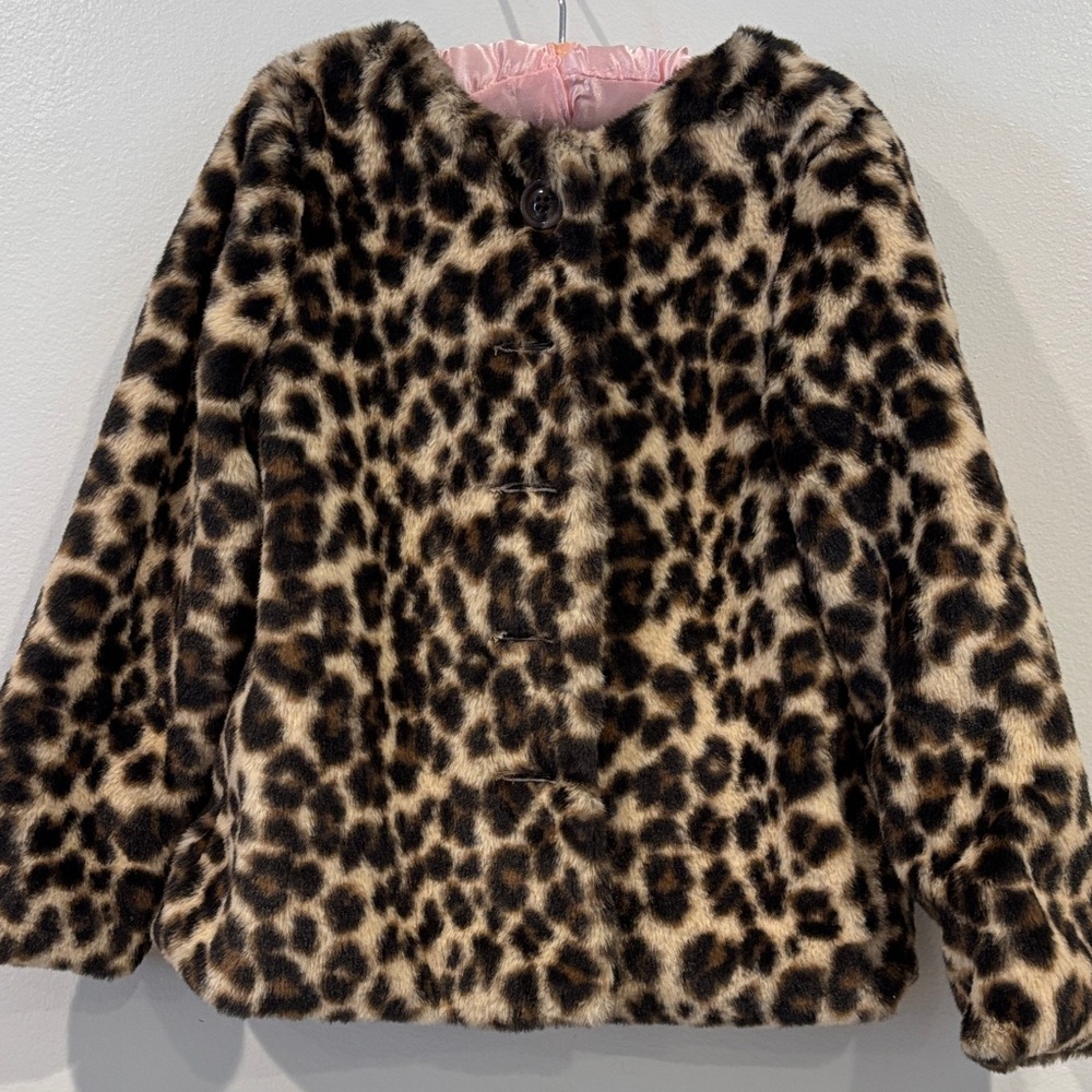 Old Navy Leopard Faux Fur Kids Coat